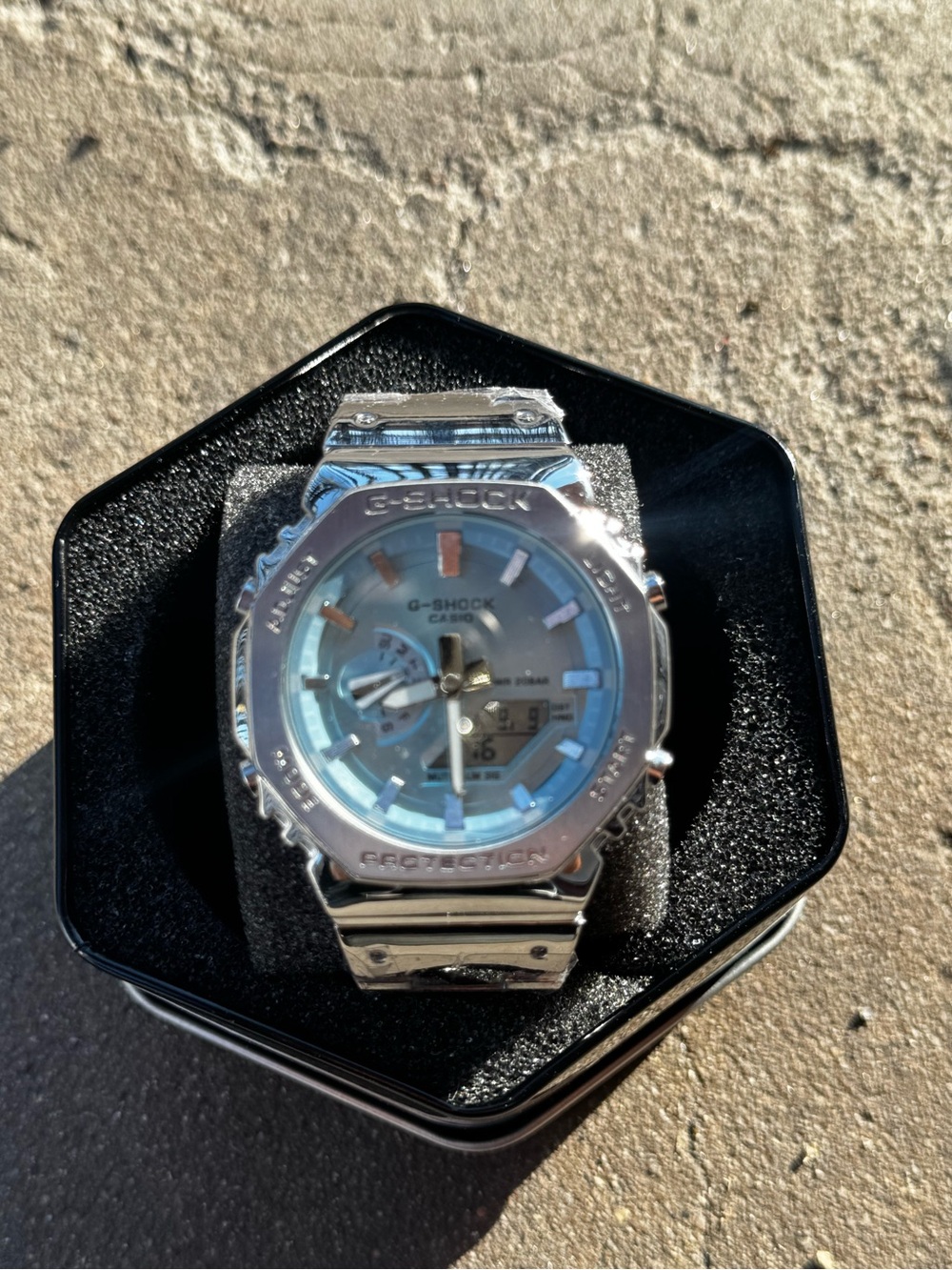 G-Shock Silver Case Light Blue Dial Stainless Steel Watch